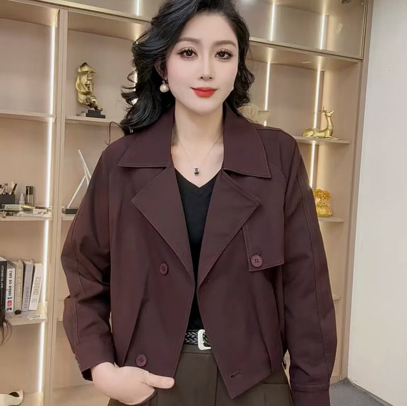 Autumn New Fashion Suit Collar Long-Sleeve Short Jacket Versatile Pleated Slimming Trench Coat Korean Style Trendy Jacket for Women