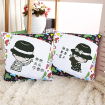 New precision printed cross stitch pillow to guard you for a lifetime cartoon cute couple a pair of simple car cushions