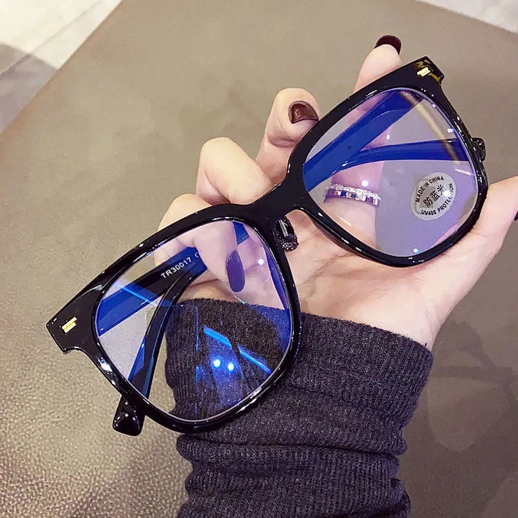 Thick-Framed Black Eyeglass Frames for Men with Large Faces, Slimming Effect, Plain Glasses Frames That Can Be Fitted with Prescription Lenses, Anti-Blue Light, Non-Prescription Glasses for Women