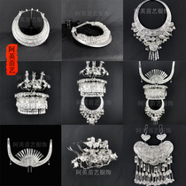 Aying Miao Yi Miao silver-plated headgear collar horn hat chain minority costume accessories handmade silver ornaments