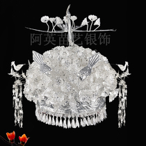 Aying Miao Yi Miao and Dong stage performance pure handicraft silver jewelry Huang Ping hat dress headwear silver jewelry customization