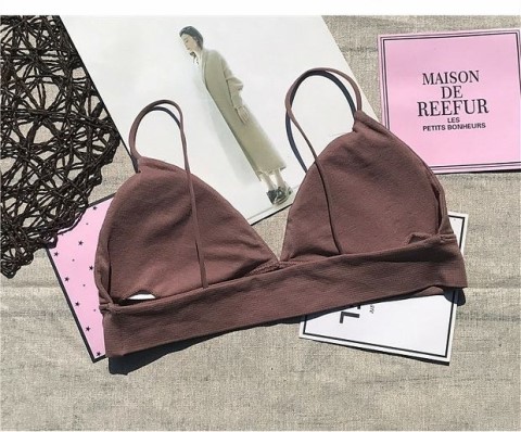 2018 Châu Âu và Châu Mỹ không có vòng thép gợi cảm sâu V tam giác bikini bikini dây đeo vai mỏng với miếng đệm ngực cỡ lớn cup đồ lót mỏng áo ngực mặc áo dài