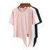 Mùa xuân và hè 2019 phiên bản Hàn Quốc của áo thun cổ tròn ngắn tay ngắn T-shirt nữ ngắn viền rốn lộ ra áo thun thắt nút cotton - Cộng với kích thước quần áo áo sweater nữ Cộng với kích thước quần áo
