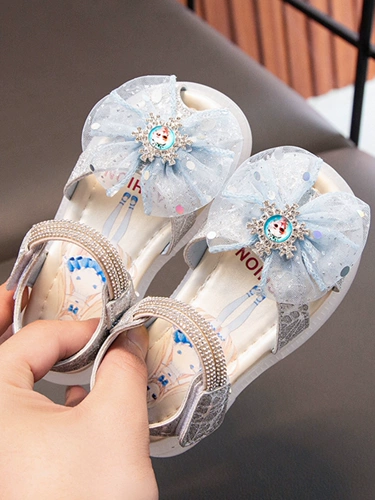 Сандалии для принцессы, детские туфли с бантиком, мягкая подошва