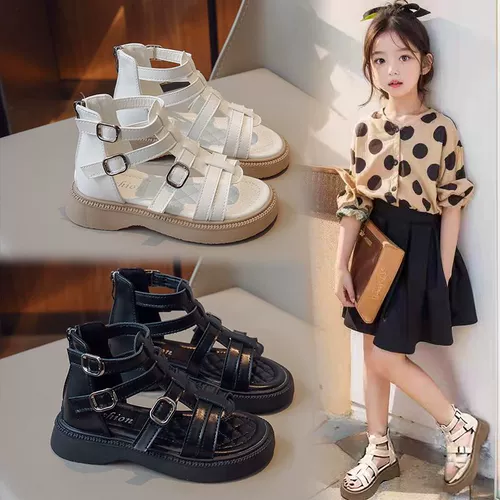 Сандалии, модная плетеная детская пляжная обувь для принцессы, подходит для подростков, в западном стиле