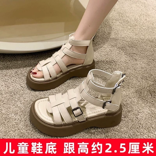 Сандалии, модная плетеная детская пляжная обувь для принцессы, подходит для подростков, в западном стиле