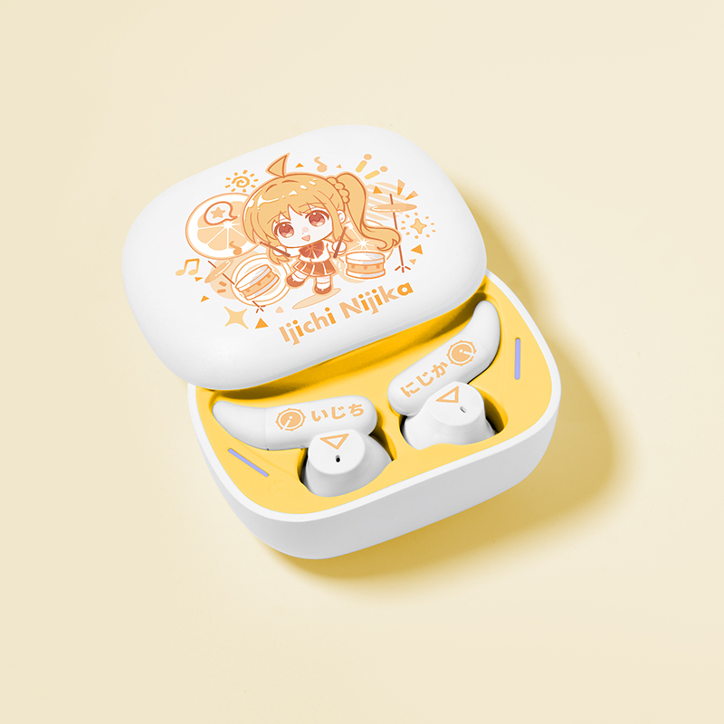 2D Anime Merchandise: Lonely Rock Collaboration Bluetooth Earphones with Ijichi Nijika Sound Prompts, Wireless In-Ear Type