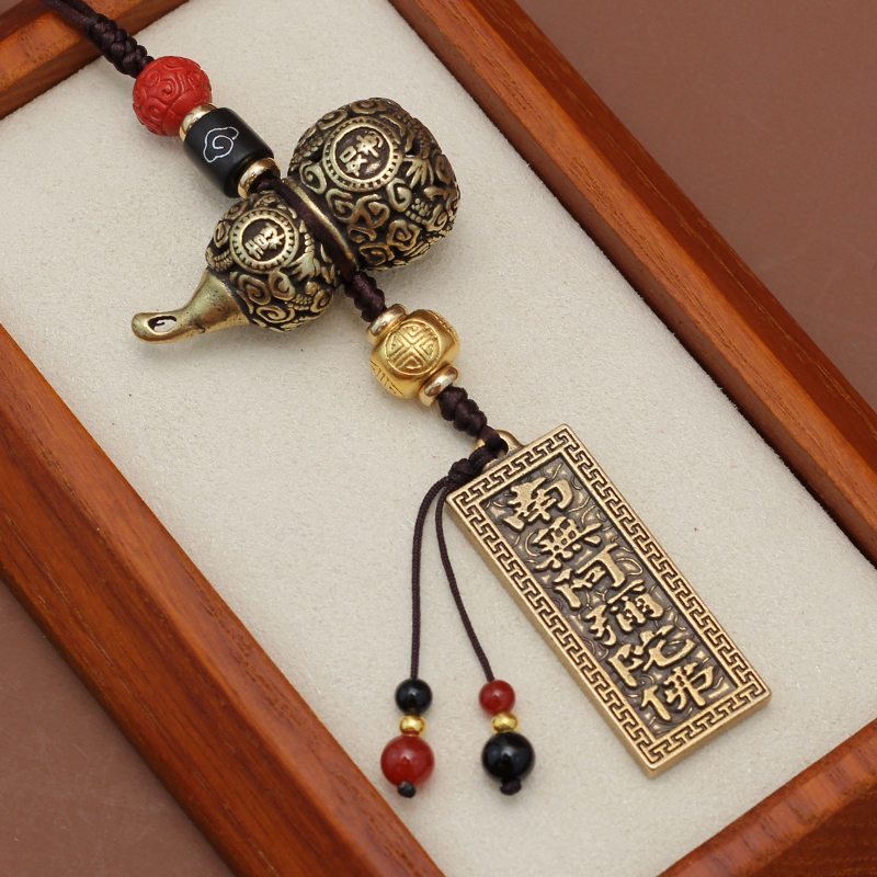 High-end car pendant brass gourd safety car interior decoration rearview mirror pendant handmade for men and women