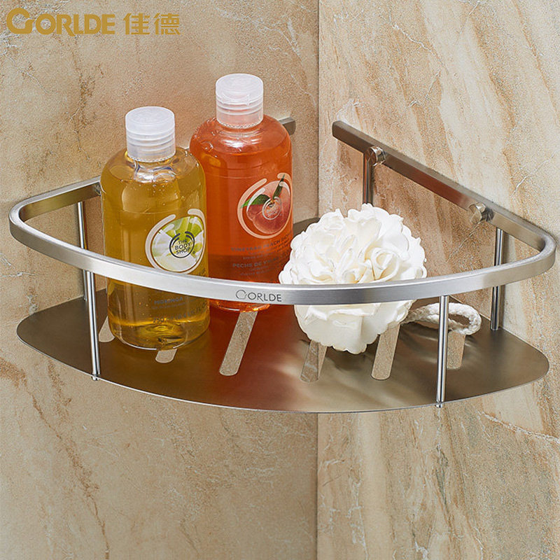 Koehler's Canon 304 Stainless Steel Bathroom shelf Monolayer Double-layer Makeup Room Wall-mounted Triangular Corner Basket