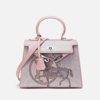 2024 new Hong Kong counter genuine leather diamond-encrusted Kelly bag for women, high-end niche portable cross-body shoulder bag diamond bag