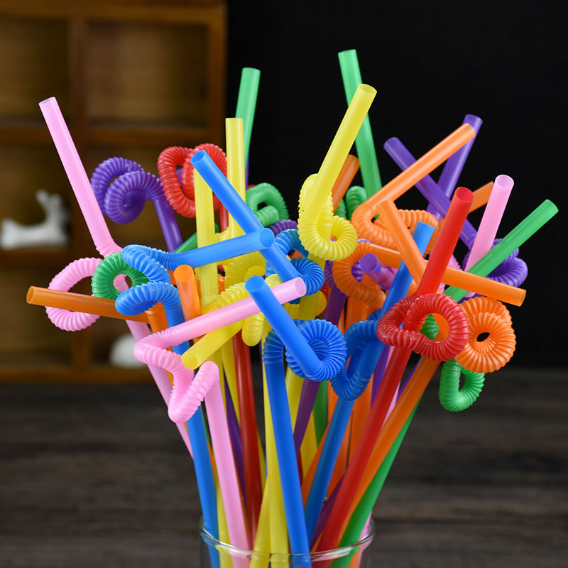 Disposable DIY Plastic Straw Can Bend Moldable Fruit Juice Beverage Stroke Multicolor