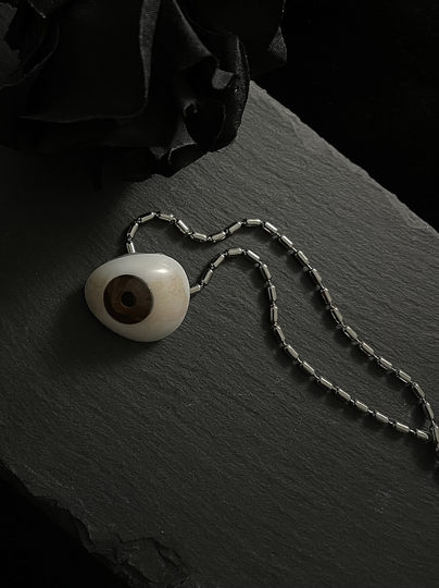 Kiosk Eye Couple Sterling Silver Necklace for Men and Women Trendy Light Luxury High-End Ccp Design Jewelry ins Hip-Hop Accessories