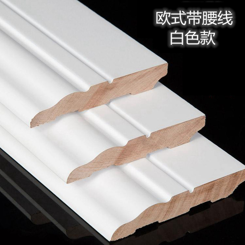 Pure solid wood kicks solid wood corner white gray log flat plate drawn wire painted oak simple flat plate