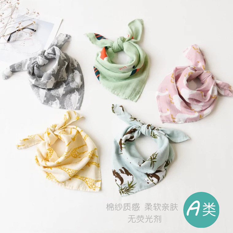 Baby Saliva towel Triangle Towel Pure Cotton Spring Autumn Thin baby Scarf Baby Windproof Cotton Yarn Big turban Headscarf Tide-Taobao