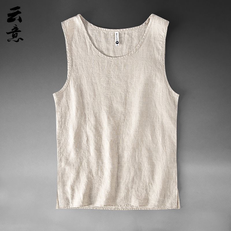 100% Pure Linen Vest for Men, Summer Thin Large Size Beach Loose Sleeveless Linen Shirt, Solid Color Sleeveless Undershirt 100% Pure Linen Vest for Men, Summer Thin Large Size Beach Loose Sleeveless Linen Shirt, Solid Color Sleeveless Undershirt