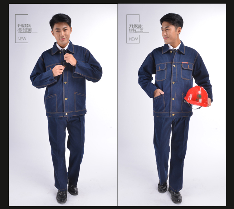 Mùa hè cotton chống bỏng bỏng chống cháy máy sửa chữa denim sơn trang web bảo hiểm lao động quần áo chống nóng hàn làm việc quần áo phù hợp với nam giới và phụ nữ