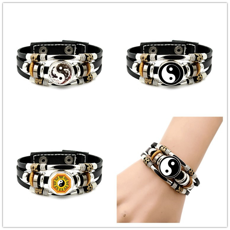 Tai Chi Bagua Taoist Pattern Bracelet, Wristband, Jewelry for Men, Retro, Stylish and Handsome Tai Chi Bagua Taoist Pattern Bracelet, Wristband, Jewelry for Men, Retro, Stylish and Handsome