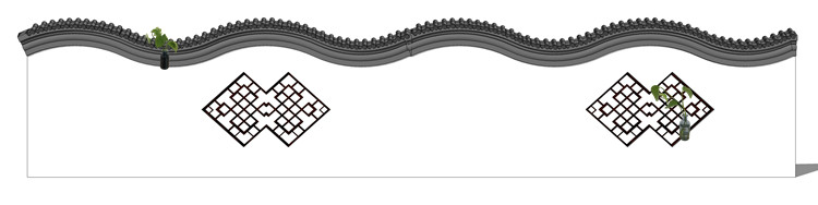 新中式徽派苏州园林风格庭院围墙铁艺防护栏窗花草图大师SU模型