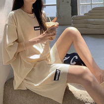 Pregnant womens leisure suit 2021 summer new loose sports short sleeve T - shirt with two - piece sets of ice wire