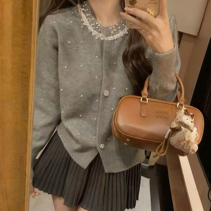 French-Style Chanel-Inspired Heavy Beaded Knit Cardigan for Women, 2026 Spring and Autumn New Sweet and Youthful Sweater Coat French-Style Chanel-Inspired Heavy Beaded Knit Cardigan for Women, 2026 Spring and Autumn New Sweet and Youthful Sweater Coat