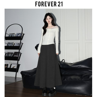 Forever21 französischer grauer a-linien-wollrock mit großem saum, damen-frühlingsrock mit hoher taille, lockerem berkeley-langrock aus samt