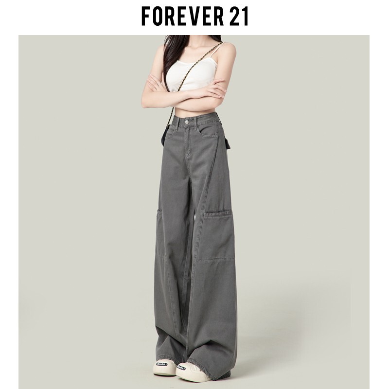 Forever 21 Cement Gray American-Style Wide-Leg Cargo Pants for Women 2026 New Retro High-Waisted Straight-Leg Jeans Forever 21 Cement Gray American-Style Wide-Leg Cargo Pants for Women 2026 New Retro High-Waisted Straight-Leg Jeans