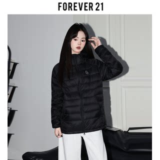 Forever 21 warm black hooded rib down jacket damen american loose slim bread jacket kurze jacke