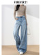 Джинсы Forever 21 в американском стиле, синие, широкие, свободные, с высокой талией, в форме меча, для женщин