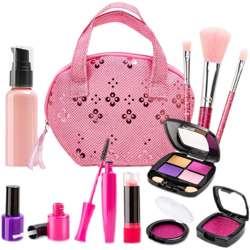 Детская реалистичная косметическая игрушка, комплект, лак для ногтей, база под макияж, коробка для косметики для принцессы, популярно в интернете, подарок на день рождения