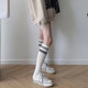 Letter Striped Calf Socks JK Spring and Autumn Pure Cotton Socks Japanese Style College Mid-Tube Socks Slimming Leg Socks Pressure Socks