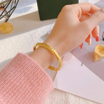 Electroplating True Gold Fidelity Bamboo Festival Bracelet Woman New Chinese Style 100 Lap Fashion Open Hand Rings Ins small crowdsourced Temperament Hand Accessories