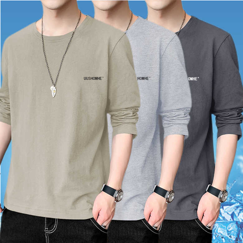 100% Cotton Long-Sleeved T-Shirt Men's Summer Thin Breathable Moisture-Wicking Outdoor Sun Protection Construction Site Bottoming Shirt