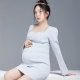 ໃໝ່ ສີຟ້າ knitted Korean version photo studio maternity wear 2023 maternity photo clothes fashionable maternity picture mommy clothes