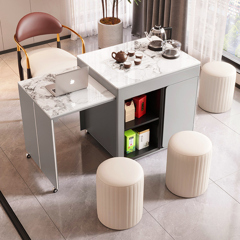 Mobile tea table light luxury tea making tea set modern tea table set one home simple retractable balcony small tea cart