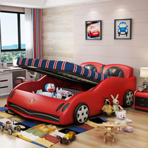Childrens car creative bed sheets boys and girls cartoon leather bed 1 5m with guardrail small bed spot