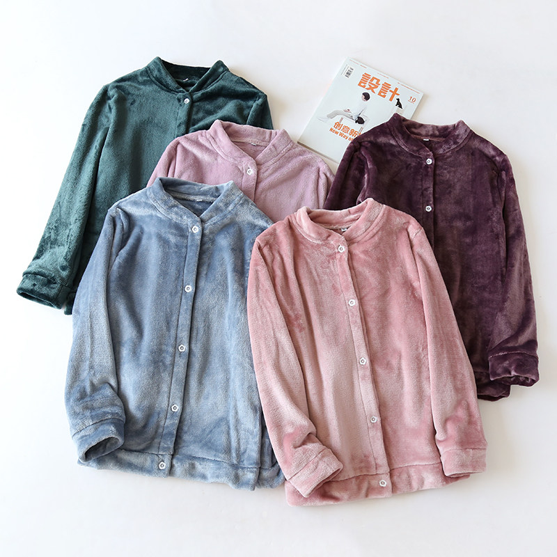 Single Piece Blouse Pyjamas Lady Winter Coral Suede Thickened Garnter Flannel Suede Home Conserved Lovely autumn and winter days