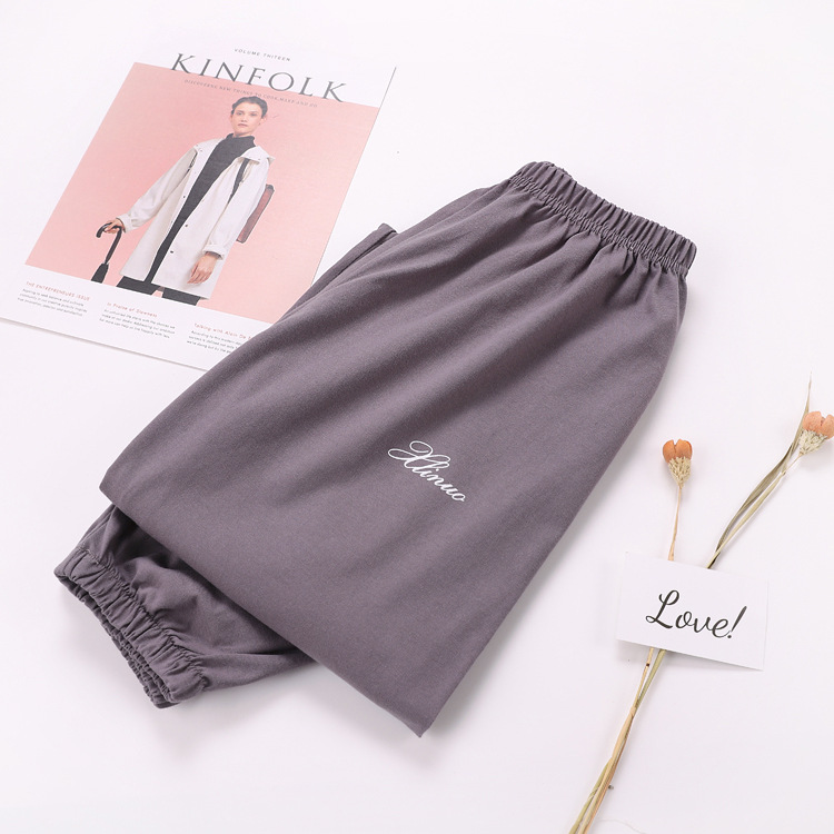 Quần ngủ nữ Nhật Bản cotton mỏng mùa hè và mùa thu giản dị thẳng kích thước lớn cotton buổi sáng tập thể dục quần eo cao nhà - Quần tây sịp nam