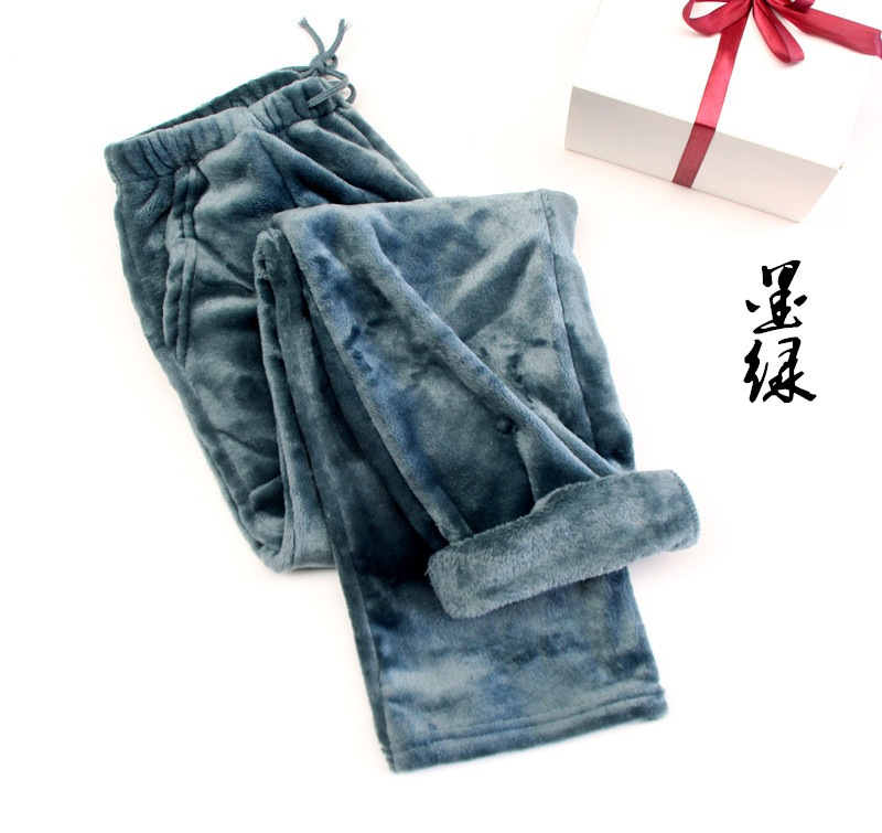 Flannel Pajama quần cho nam và nữ mùa thu và mùa đông mô hình dày lông cừu san hô rắn màu ấm quần quần nhà mẫu vài kích thước lớn quần ngố nam