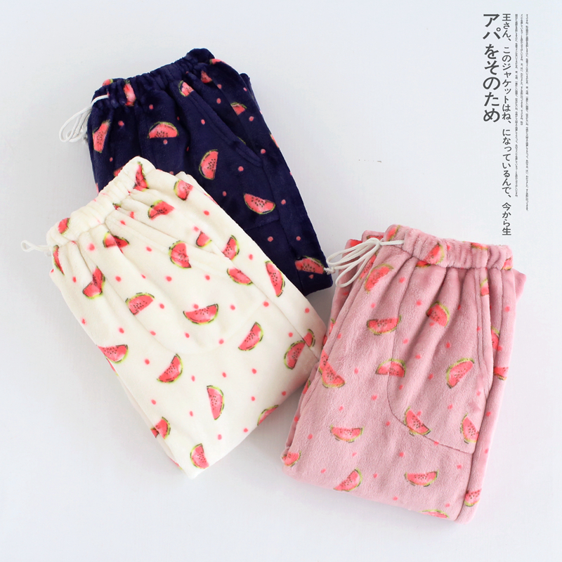 Mùa thu và mùa đông phụ nữ flannel kích thước lớn dày nam pyjama lông cừu san hô quần quần cặp vợ chồng nhà quần jean ống rộng nam