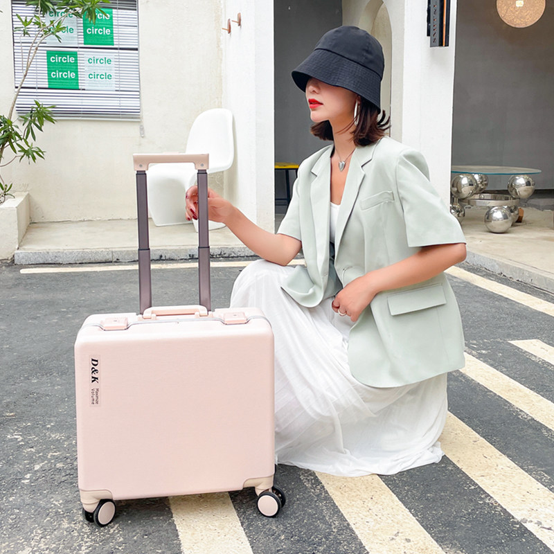Aluminum frame fashion trolley case female 18 inch customs lock boarding case male business case universal wheel ultra-light student suitcase