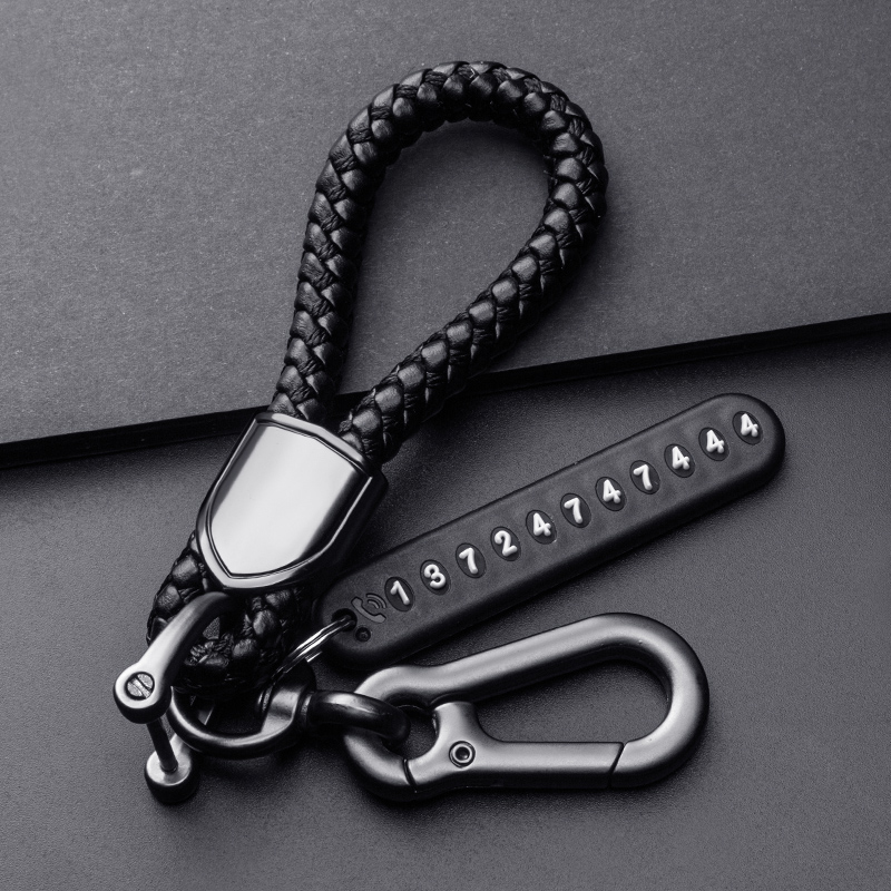 Car keychain Men's high-end key chain female cute simple key lanyard pendant Anti-loss number plate Foss