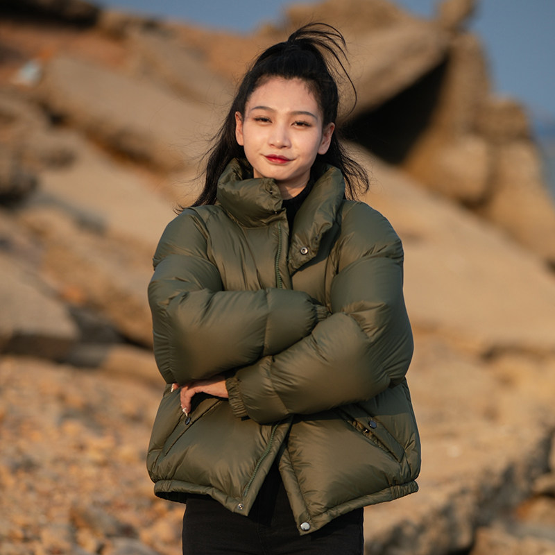 (No Profit Tasting) Small Short Coat Down Jacket Upgrade 95 White Duck Down Green Puff Down Jacket Women