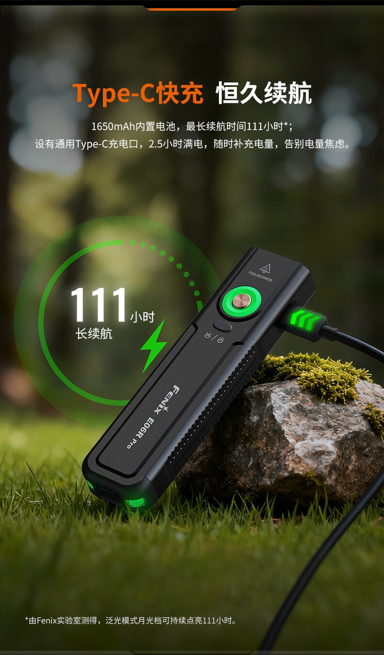Fenix E06R Pro Flashlight Small Portable Strong Light Spotlight Rechargeable Ultraviolet Ambient Light