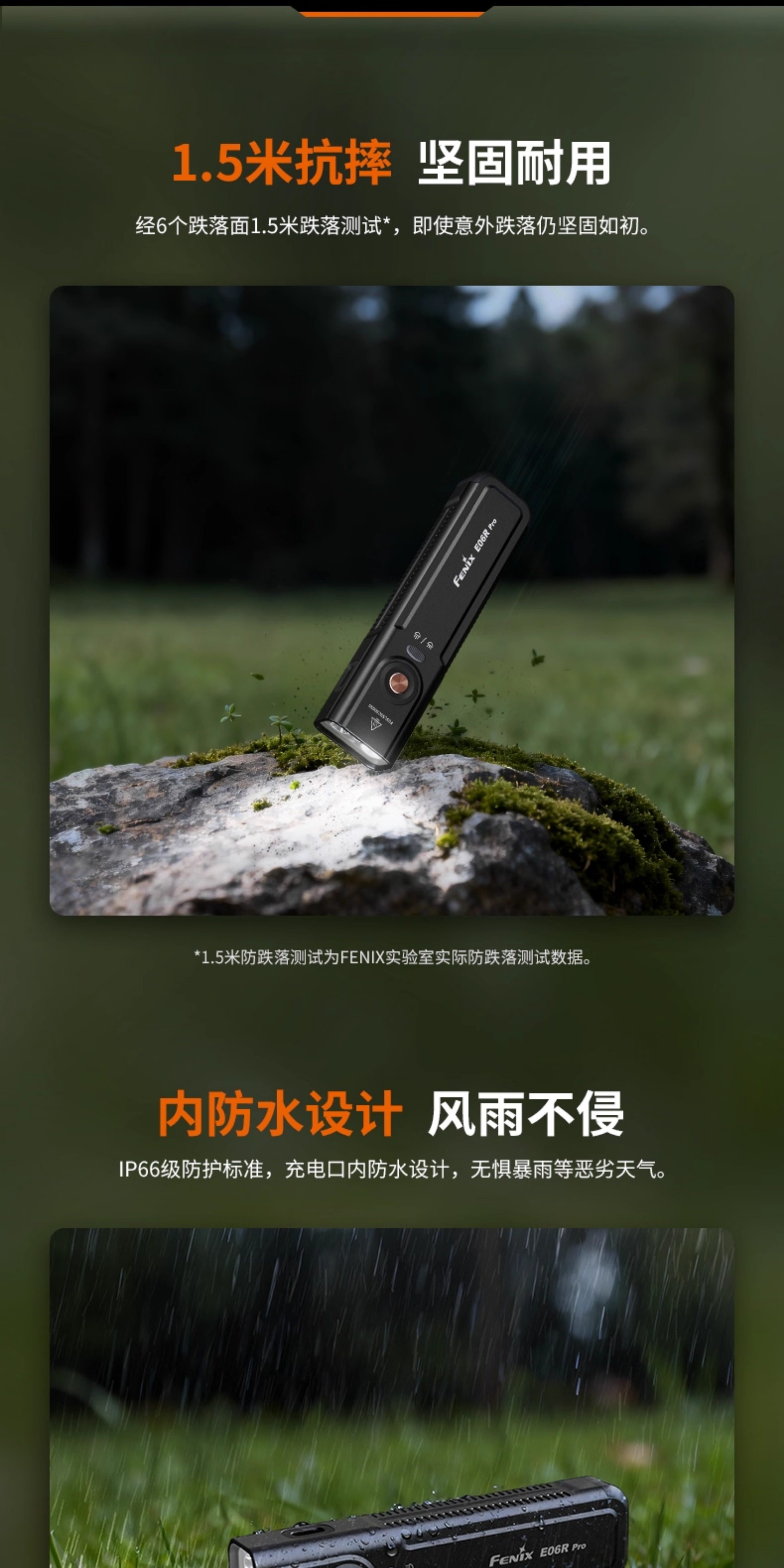 Fenix E06R Pro Flashlight Small Portable Strong Light Spotlight Rechargeable Ultraviolet Ambient Light
