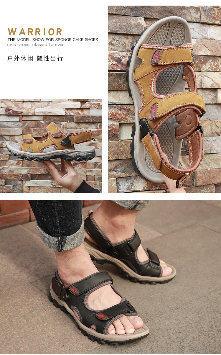 Kéo lại 2018 hè mới dép da nam ngoài trời Anh kinh doanh giày đi biển thông thường sandal nam