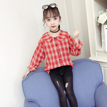 Childrens clothing girls autumn shirt 2021 new childrens cotton plaid shirt little girl long sleeve foreign style coat tide