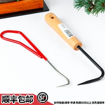 Single tooth turn basin knife root hook stainless steel bonsai tool change pot root root root root pull grass green plant change pot garden supplies