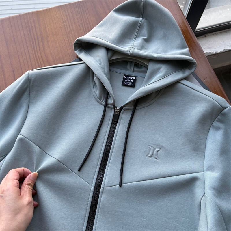 Hook's Brand Outdoor Sports Casual Style Air Layer Fashion Hooded Zip-Up Cardigan Sweatshirt Jacket for Men and Women