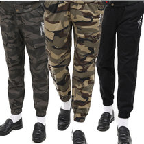 Spring and autumn elastic camouflage pants mens cotton wear-resistant overalls pencil pants tide brand elastic waist waist loose work pants