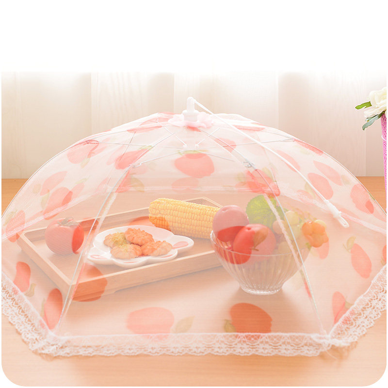 Dining table cover large lace mesh folding round meal cover food cover kitchen insect resistant dining table cover dish cover